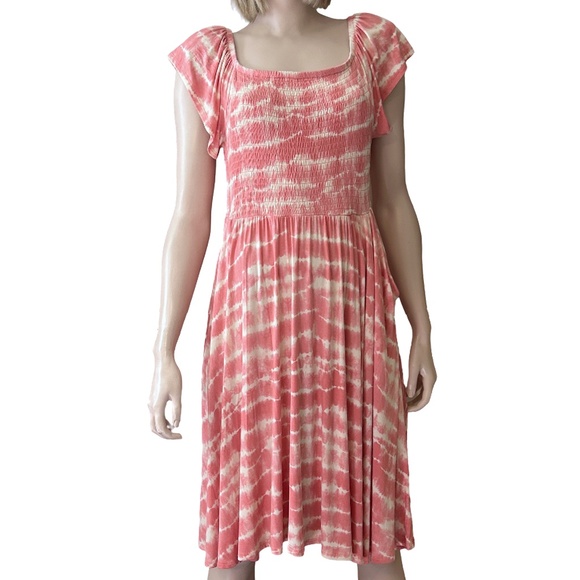 Torrid Super Soft Rayon Dress On Off Shoulder Flutter Sleeves Dyed Stripes NWOT - Picture 3 of 16